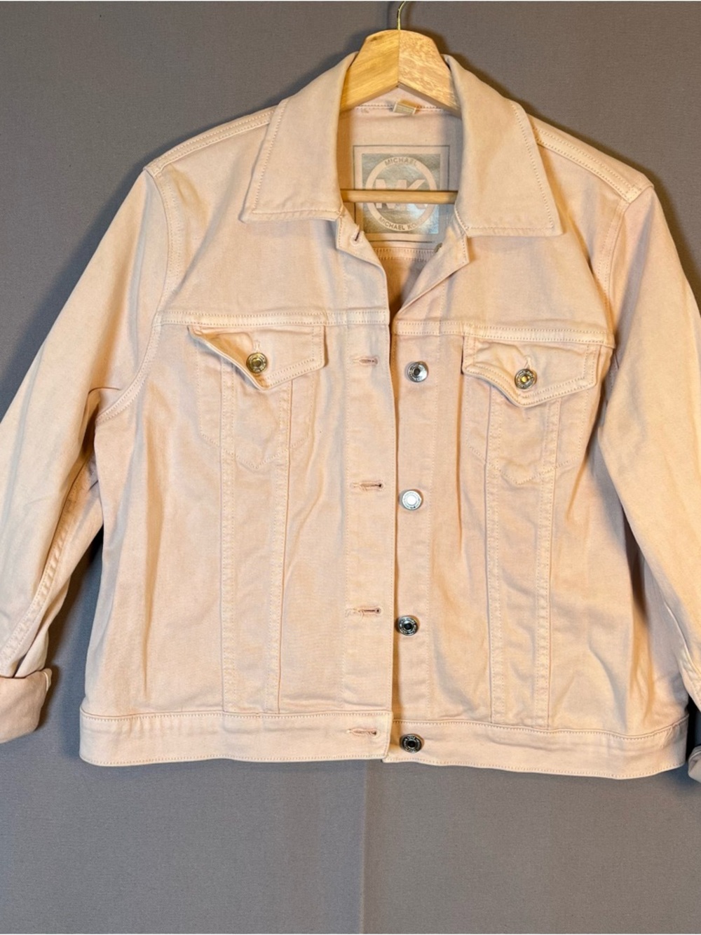 Michael Kors Women’s Lavender Stretch Denim Trucker Jacket SzL Classic Stretch